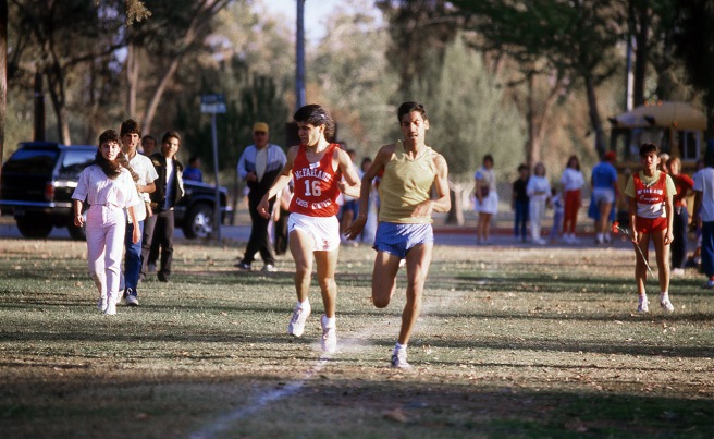 Thomas Valles runs in the 1986 CIF Southern Section championships at Hart Park in Bakersfield. 